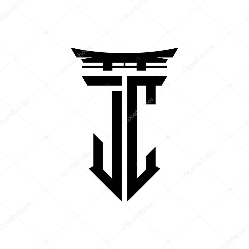 Logo initial monogram with geometric modern Torii Gate Japanese style design in isolated background, minimalist geometric japanese style logo.