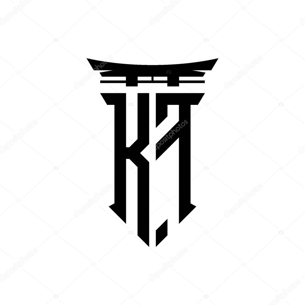 Logo initial monogram with geometric modern Torii Gate Japanese style design in isolated background, minimalist geometric japanese style logo.