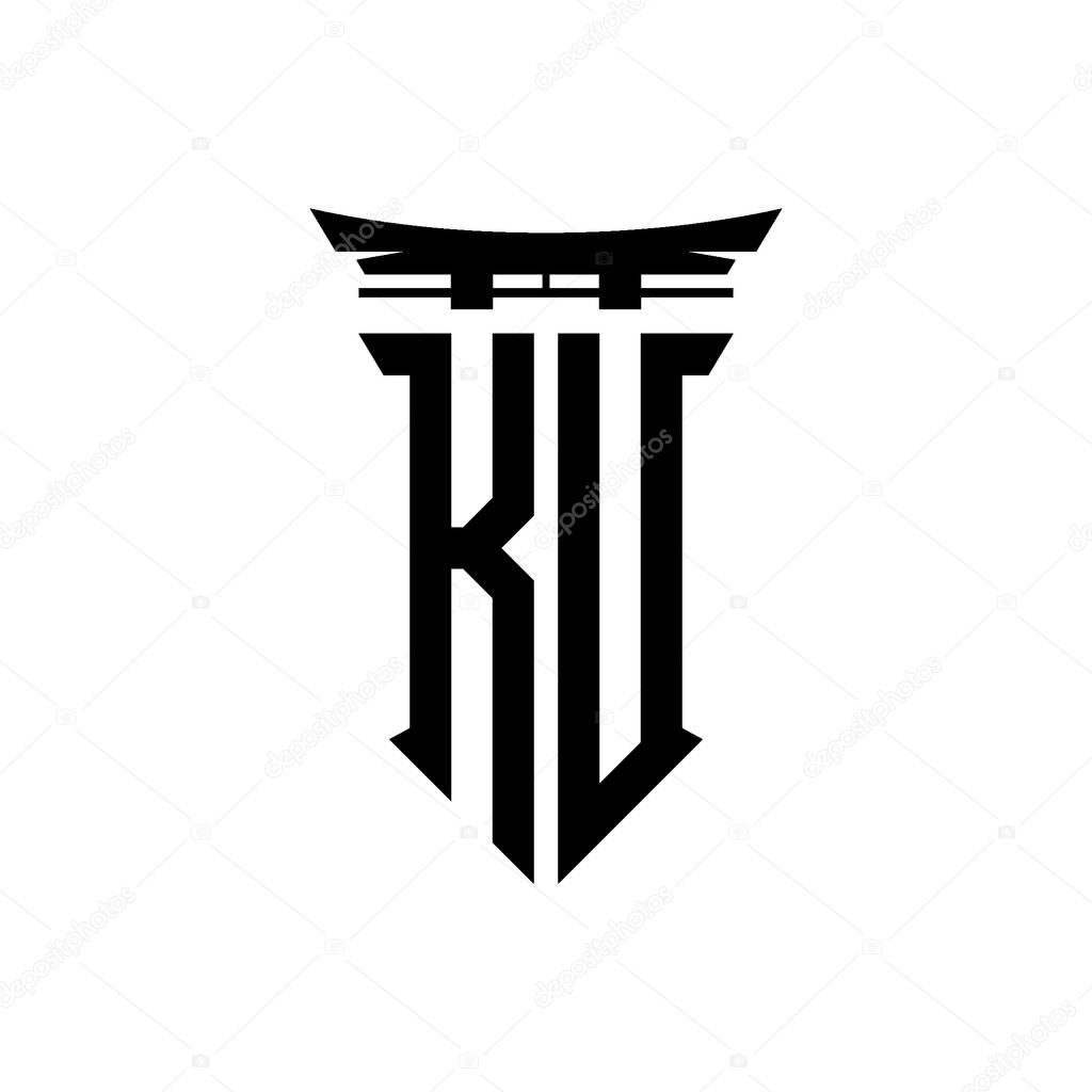 Logo initial monogram with geometric modern Torii Gate Japanese style design in isolated background, minimalist geometric japanese style logo.