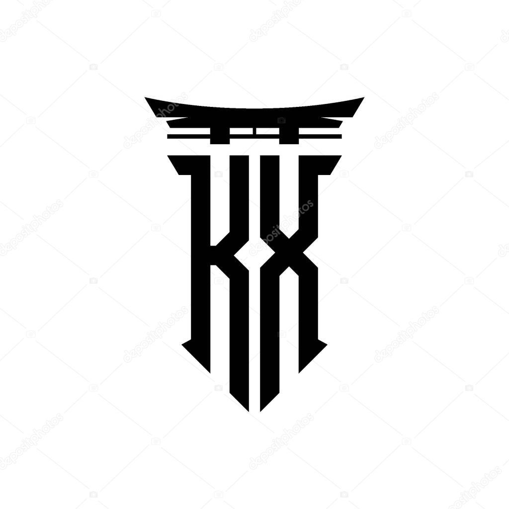 Logo initial monogram with geometric modern Torii Gate Japanese style design in isolated background, minimalist geometric japanese style logo.