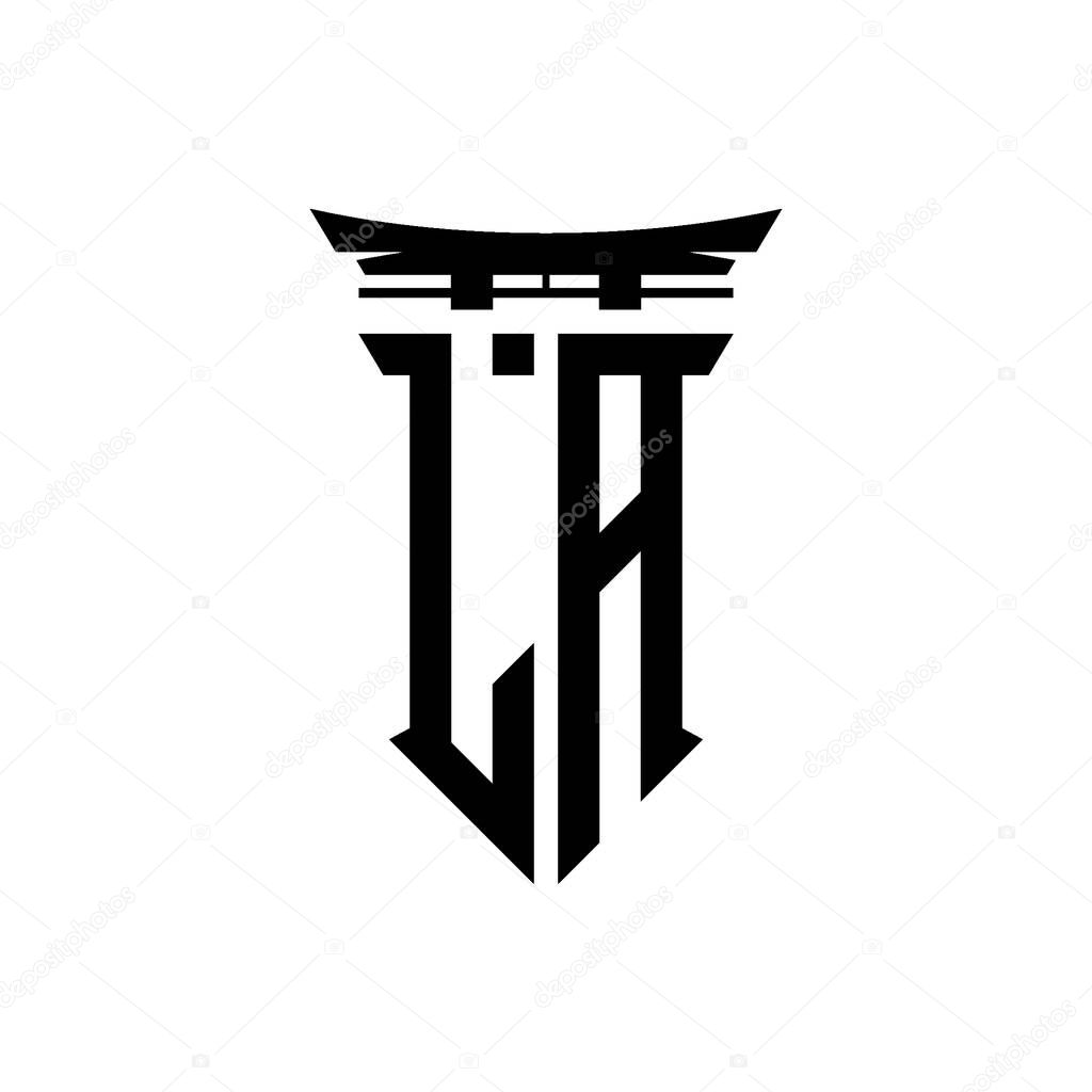 Logo initial monogram with geometric modern Torii Gate Japanese style design in isolated background, minimalist geometric japanese style logo.