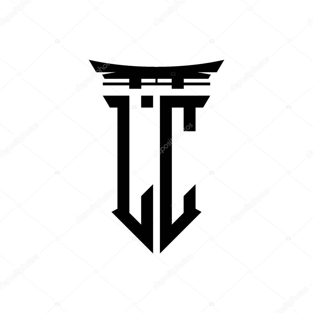 Logo initial monogram with geometric modern Torii Gate Japanese style design in isolated background, minimalist geometric japanese style logo.
