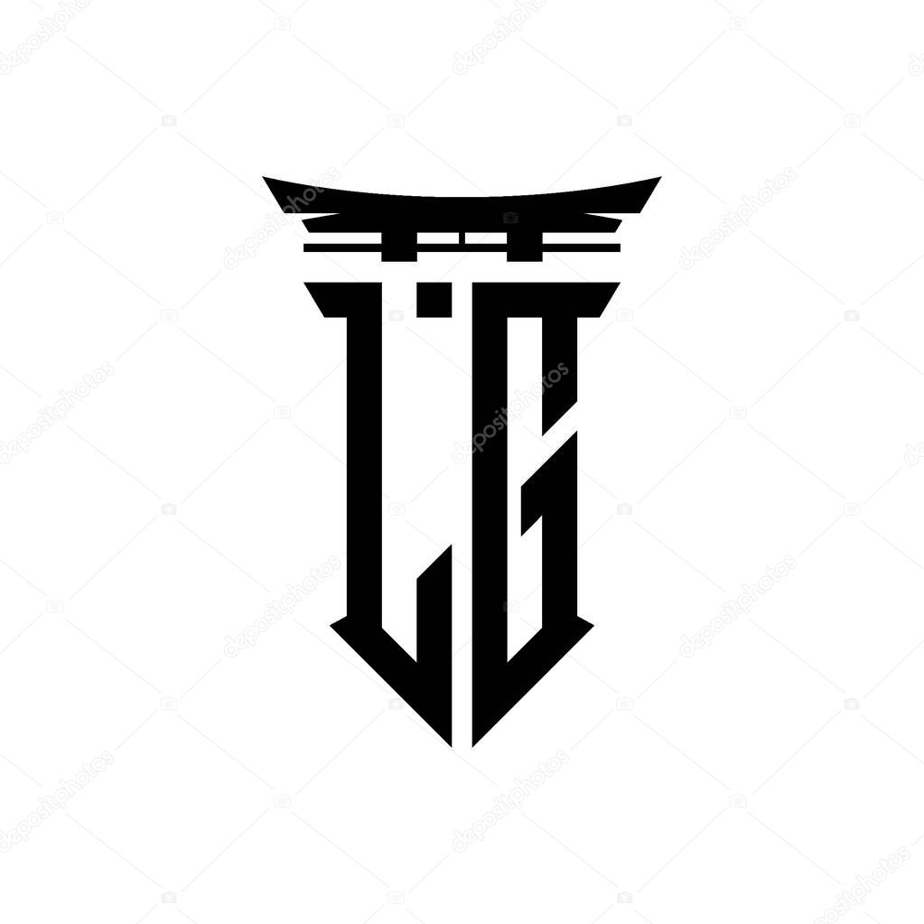 Logo initial monogram with geometric modern Torii Gate Japanese style design in isolated background, minimalist geometric japanese style logo.