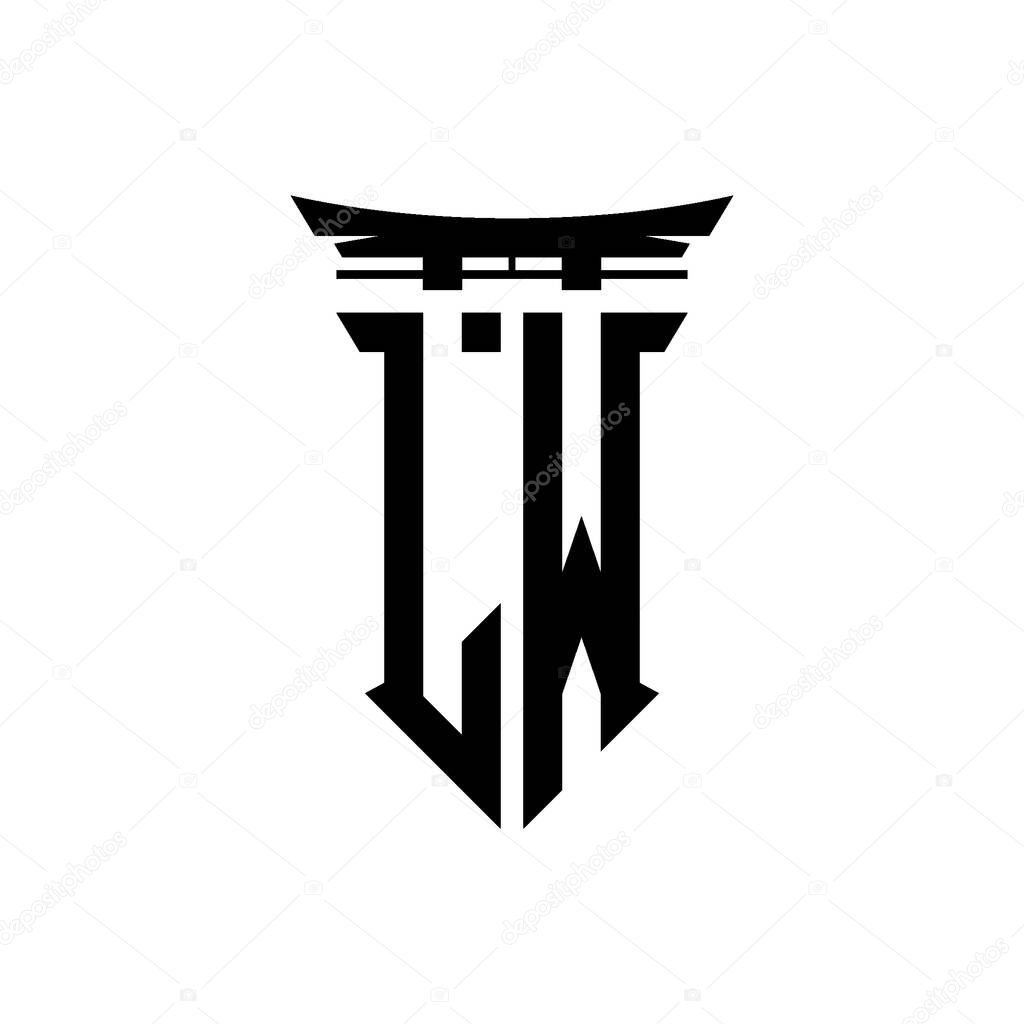Logo initial monogram with geometric modern Torii Gate Japanese style design in isolated background, minimalist geometric japanese style logo.