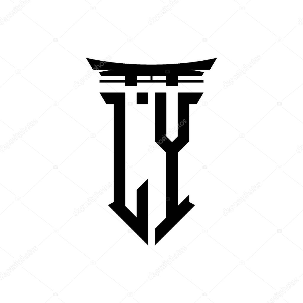 Logo initial monogram with geometric modern Torii Gate Japanese style design in isolated background, minimalist geometric japanese style logo.