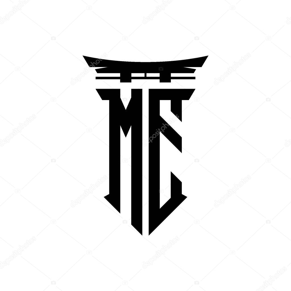 Logo initial monogram with geometric modern Torii Gate Japanese style design in isolated background, minimalist geometric japanese style logo.