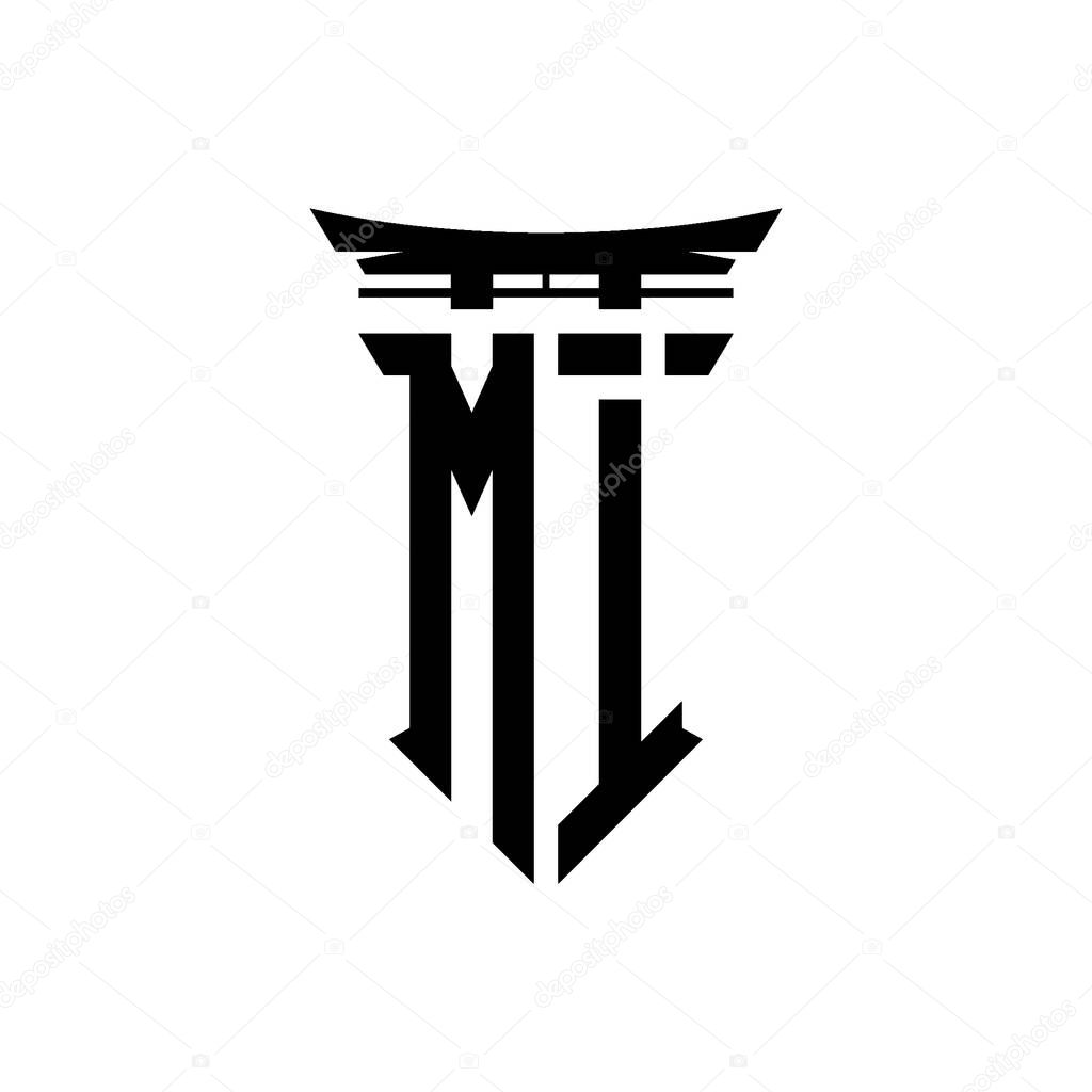 Logo initial monogram with geometric modern Torii Gate Japanese style design in isolated background, minimalist geometric japanese style logo.