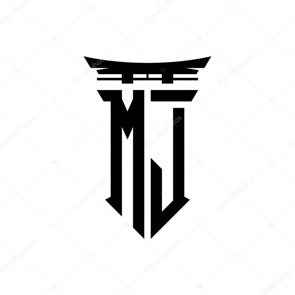 Logo initial monogram with geometric modern Torii Gate Japanese style design in isolated background, minimalist geometric japanese style logo.