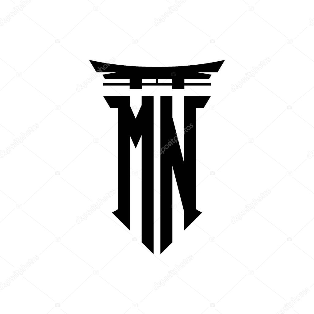 Logo initial monogram with geometric modern Torii Gate Japanese style design in isolated background, minimalist geometric japanese style logo.
