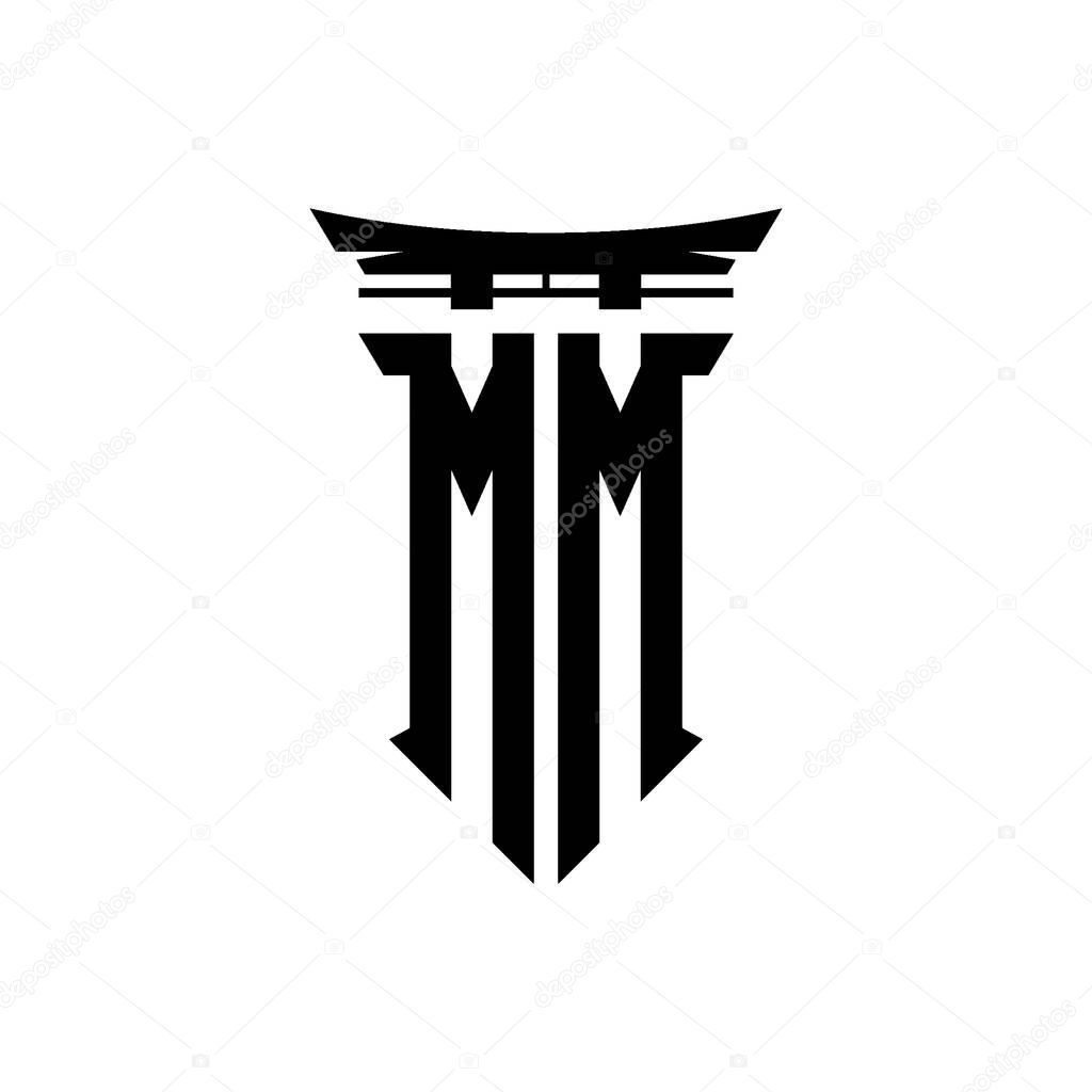 Logo initial monogram with geometric modern Torii Gate Japanese style design in isolated background, minimalist geometric japanese style logo.