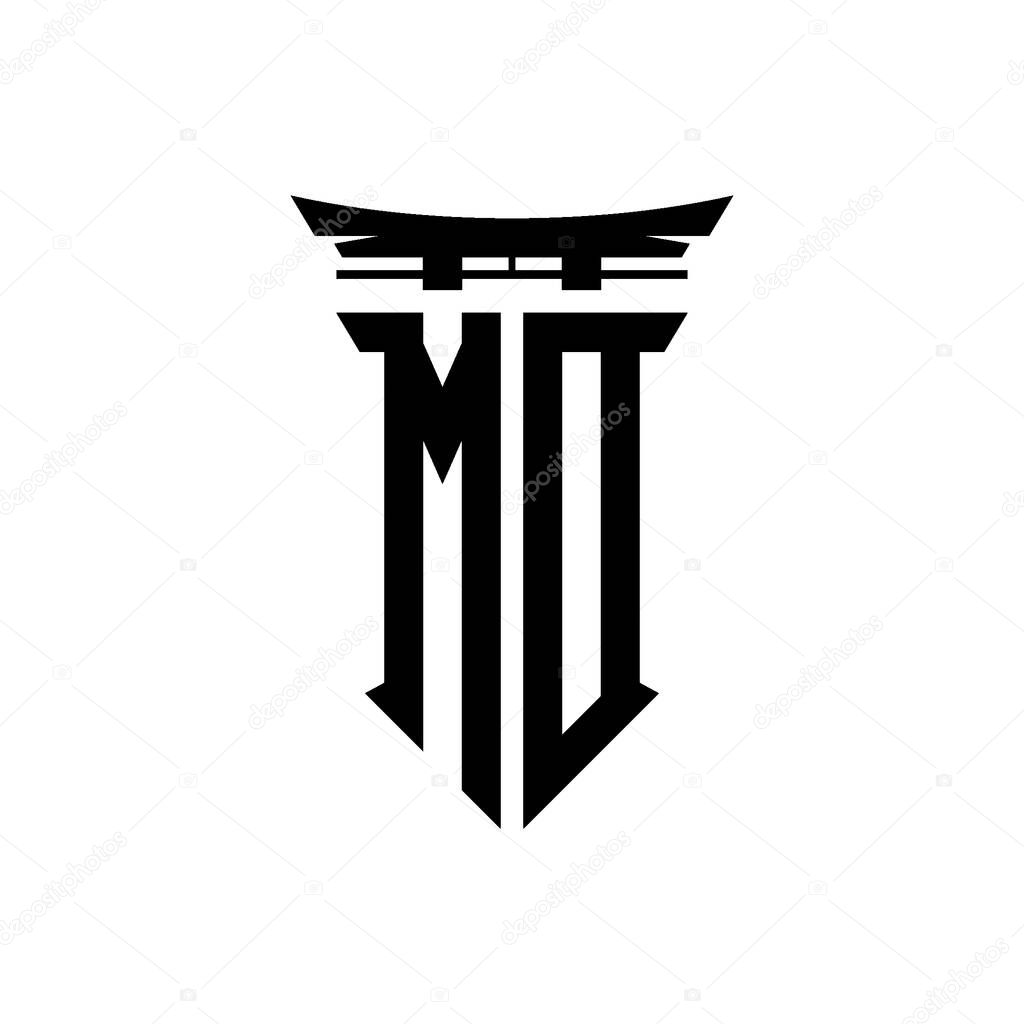 Logo initial monogram with geometric modern Torii Gate Japanese style design in isolated background, minimalist geometric japanese style logo.