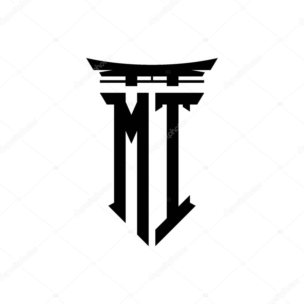 Logo initial monogram with geometric modern Torii Gate Japanese style design in isolated background, minimalist geometric japanese style logo.