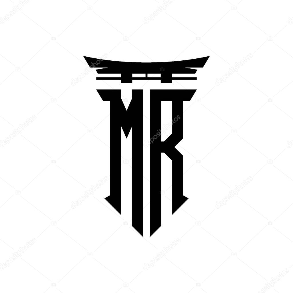 Logo initial monogram with geometric modern Torii Gate Japanese style design in isolated background, minimalist geometric japanese style logo.