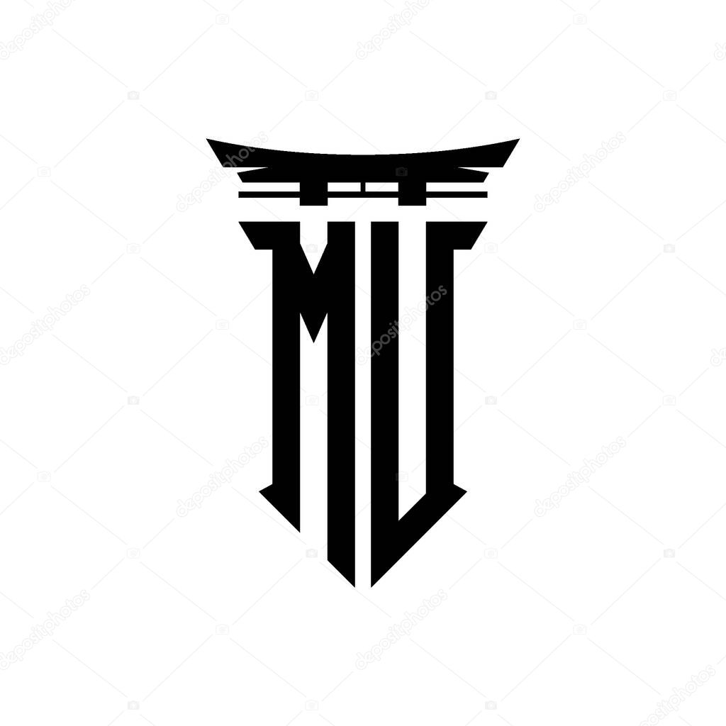 Logo initial monogram with geometric modern Torii Gate Japanese style design in isolated background, minimalist geometric japanese style logo.