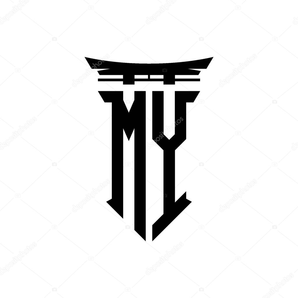 Logo initial monogram with geometric modern Torii Gate Japanese style design in isolated background, minimalist geometric japanese style logo.