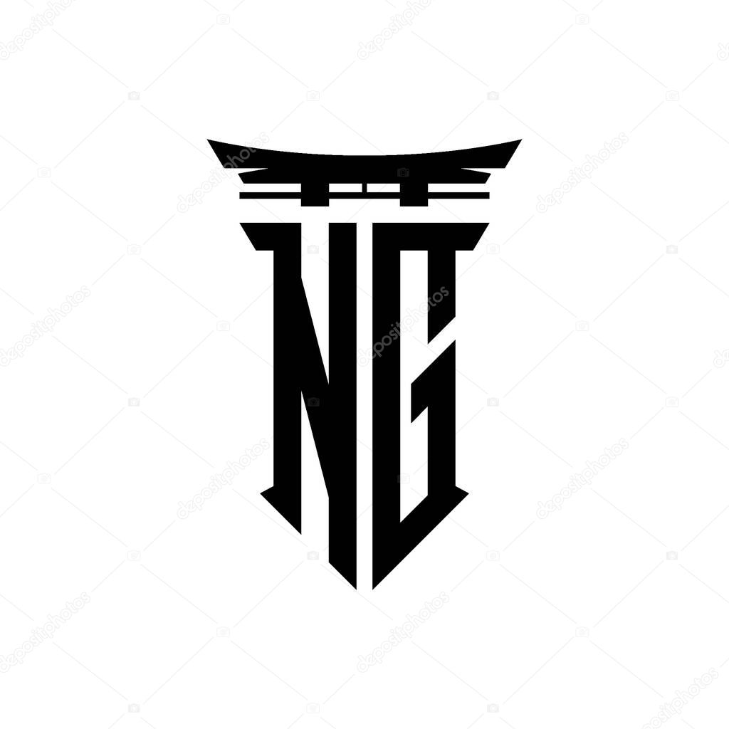 Logo initial monogram with geometric modern Torii Gate Japanese style design in isolated background, minimalist geometric japanese style logo.