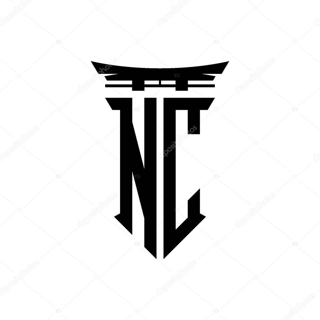 Logo initial monogram with geometric modern Torii Gate Japanese style design in isolated background, minimalist geometric japanese style logo.