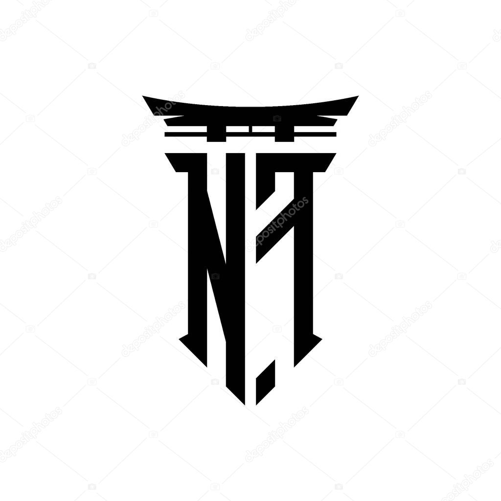 Logo initial monogram with geometric modern Torii Gate Japanese style design in isolated background, minimalist geometric japanese style logo.