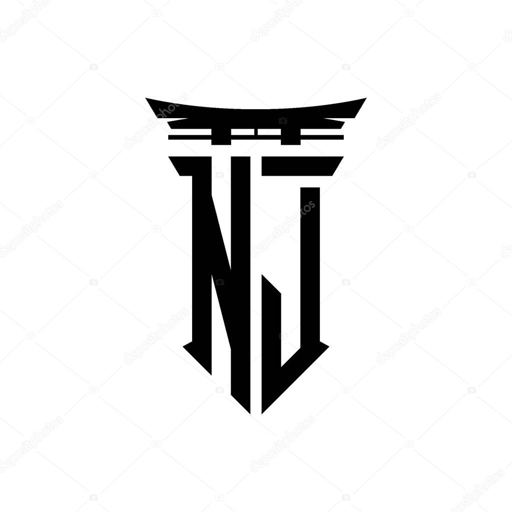 Logo initial monogram with geometric modern Torii Gate Japanese style design in isolated background, minimalist geometric japanese style logo.