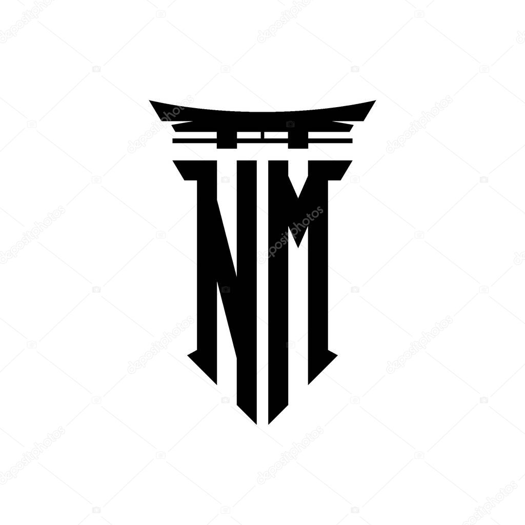 Logo initial monogram with geometric modern Torii Gate Japanese style design in isolated background, minimalist geometric japanese style logo.
