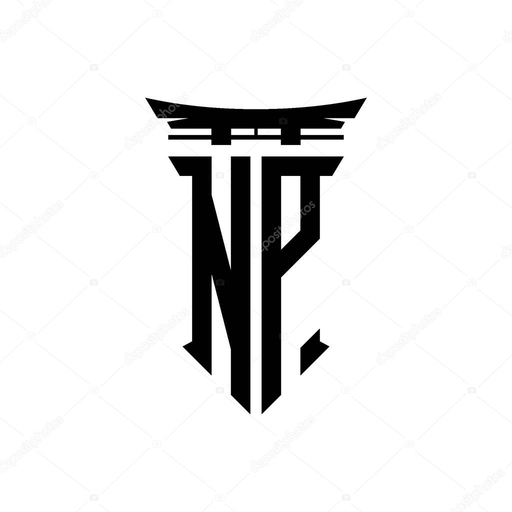 Logo initial monogram with geometric modern Torii Gate Japanese style design in isolated background, minimalist geometric japanese style logo.