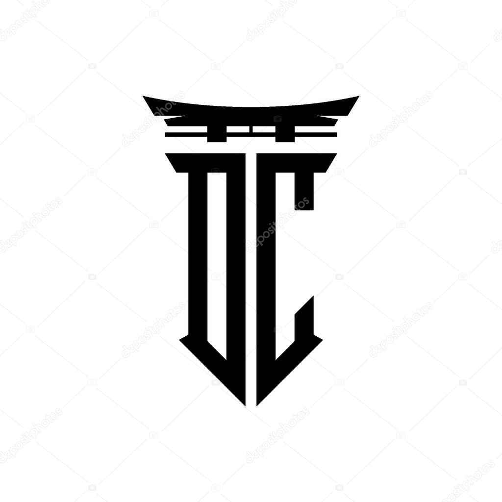 Logo initial monogram with geometric modern Torii Gate Japanese style design in isolated background, minimalist geometric japanese style logo.