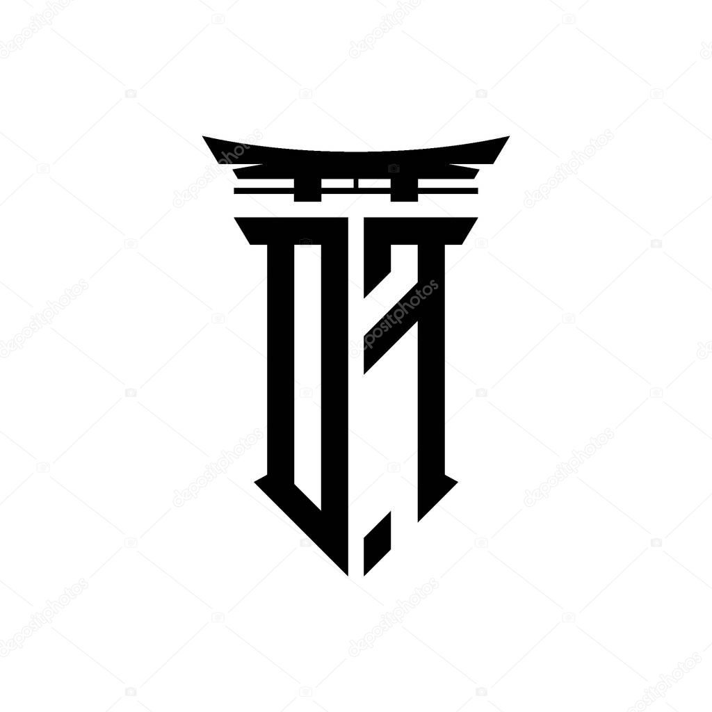 Logo initial monogram with geometric modern Torii Gate Japanese style design in isolated background, minimalist geometric japanese style logo.