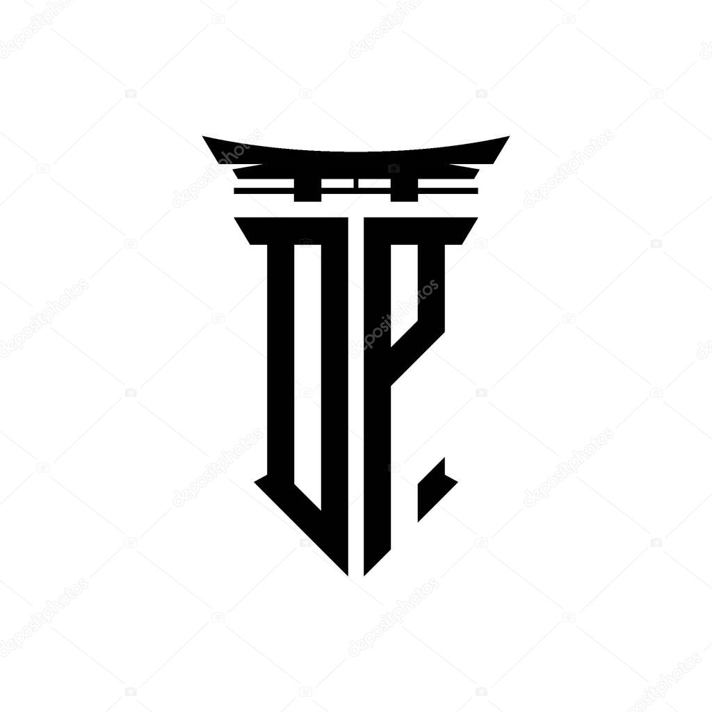 Logo initial monogram with geometric modern Torii Gate Japanese style design in isolated background, minimalist geometric japanese style logo.