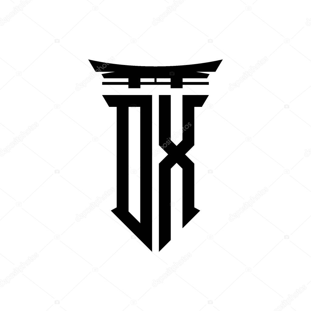 Logo initial monogram with geometric modern Torii Gate Japanese style design in isolated background, minimalist geometric japanese style logo.
