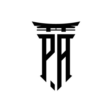 İlk logo geometrik modern Torii Kapısı Japon stili tasarımı ile izole edilmiş arka plan, minimalist geometrik Japon tarzı logo.