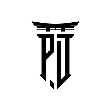 İlk logo geometrik modern Torii Kapısı Japon stili tasarımı ile izole edilmiş arka plan, minimalist geometrik Japon tarzı logo.