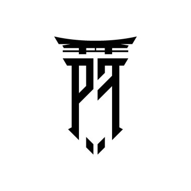 İlk logo geometrik modern Torii Kapısı Japon stili tasarımı ile izole edilmiş arka plan, minimalist geometrik Japon tarzı logo.