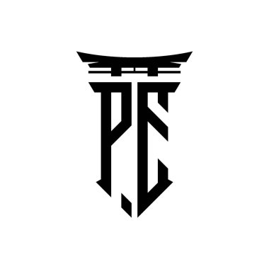 İlk logo geometrik modern Torii Kapısı Japon stili tasarımı ile izole edilmiş arka plan, minimalist geometrik Japon tarzı logo.