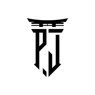 İlk logo geometrik modern Torii Kapısı Japon stili tasarımı ile izole edilmiş arka plan, minimalist geometrik Japon tarzı logo.