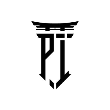 İlk logo geometrik modern Torii Kapısı Japon stili tasarımı ile izole edilmiş arka plan, minimalist geometrik Japon tarzı logo.