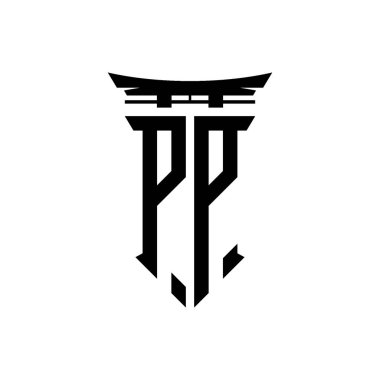 İlk logo geometrik modern Torii Kapısı Japon stili tasarımı ile izole edilmiş arka plan, minimalist geometrik Japon tarzı logo.