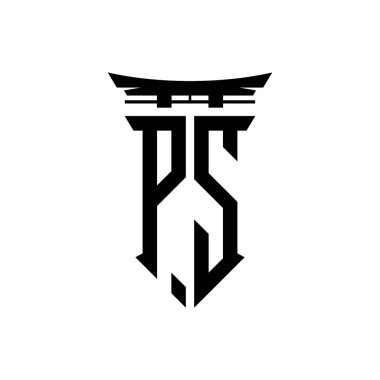 İlk logo geometrik modern Torii Kapısı Japon stili tasarımı ile izole edilmiş arka plan, minimalist geometrik Japon tarzı logo.