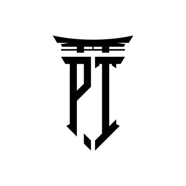 İlk logo geometrik modern Torii Kapısı Japon stili tasarımı ile izole edilmiş arka plan, minimalist geometrik Japon tarzı logo.