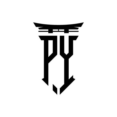 İlk logo geometrik modern Torii Kapısı Japon stili tasarımı ile izole edilmiş arka plan, minimalist geometrik Japon tarzı logo.