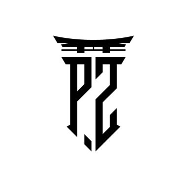 İlk logo geometrik modern Torii Kapısı Japon stili tasarımı ile izole edilmiş arka plan, minimalist geometrik Japon tarzı logo.