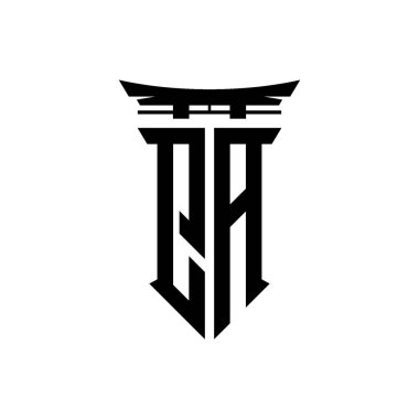 İlk logo geometrik modern Torii Kapısı Japon stili tasarımı ile izole edilmiş arka plan, minimalist geometrik Japon tarzı logo.