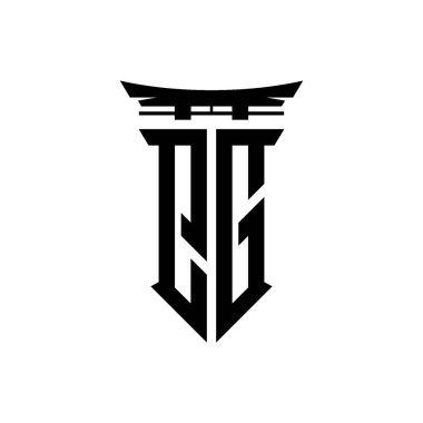 İlk logo geometrik modern Torii Kapısı Japon stili tasarımı ile izole edilmiş arka plan, minimalist geometrik Japon tarzı logo.