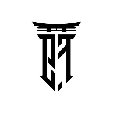 İlk logo geometrik modern Torii Kapısı Japon stili tasarımı ile izole edilmiş arka plan, minimalist geometrik Japon tarzı logo.