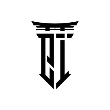 İlk logo geometrik modern Torii Kapısı Japon stili tasarımı ile izole edilmiş arka plan, minimalist geometrik Japon tarzı logo.