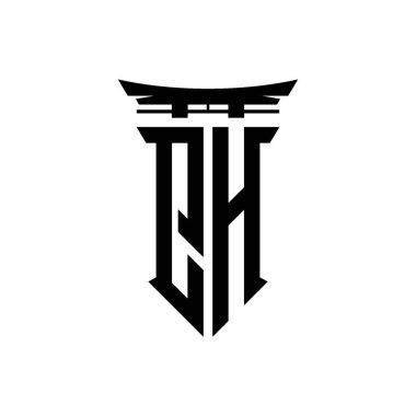 İlk logo geometrik modern Torii Kapısı Japon stili tasarımı ile izole edilmiş arka plan, minimalist geometrik Japon tarzı logo.