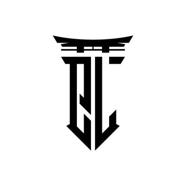 İlk logo geometrik modern Torii Kapısı Japon stili tasarımı ile izole edilmiş arka plan, minimalist geometrik Japon tarzı logo.