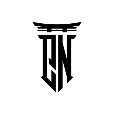 İlk logo geometrik modern Torii Kapısı Japon stili tasarımı ile izole edilmiş arka plan, minimalist geometrik Japon tarzı logo.