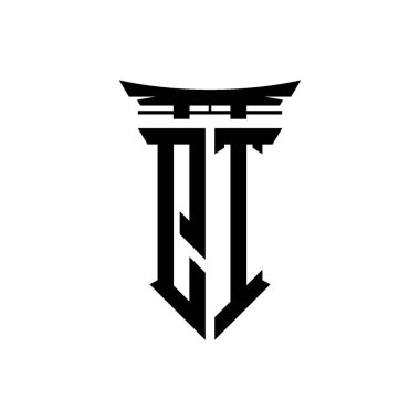 İlk logo geometrik modern Torii Kapısı Japon stili tasarımı ile izole edilmiş arka plan, minimalist geometrik Japon tarzı logo.