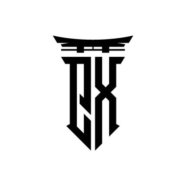 İlk logo geometrik modern Torii Kapısı Japon stili tasarımı ile izole edilmiş arka plan, minimalist geometrik Japon tarzı logo.