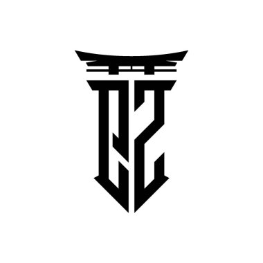 İlk logo geometrik modern Torii Kapısı Japon stili tasarımı ile izole edilmiş arka plan, minimalist geometrik Japon tarzı logo.